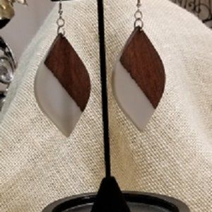 Teardrop Wood and Resin Earrings